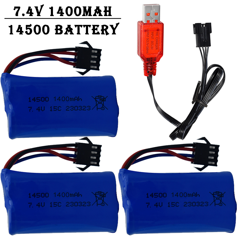 Rc Hobby Shops - Baterai Lithium-Ion 7.4V 1400MAh 14500/dengan Steker